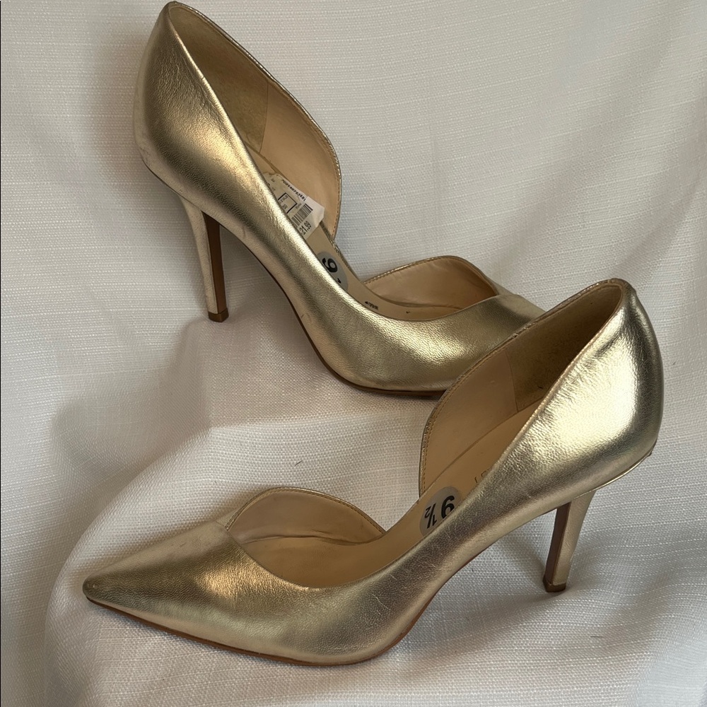 Metallic Gold D'Orsay Pointed Stiletto Heels - Women's